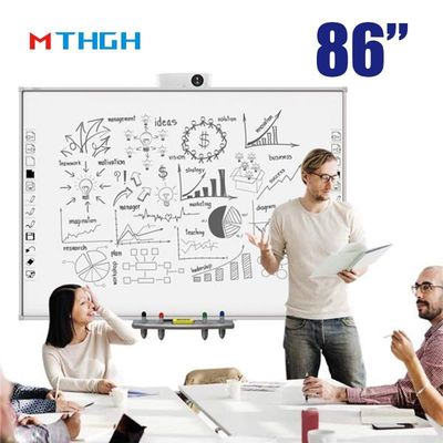 86 Inç Tempered Glass Smart Whiteboard ile WiFi Bluetooth USB Bağlantısı Okul Süpermarketi için