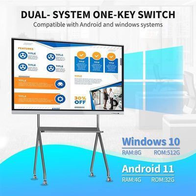 86 Inch 16 9 Interaktif Dokunmatik Ekran Whiteboard 4K 300cd/M2 Kızılötesi Teknoloji