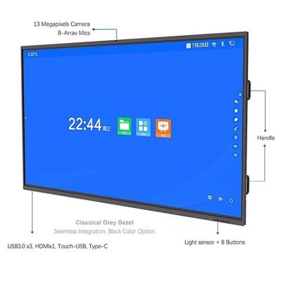 Akıllı Eğitim için 4K 65 Inç 16:9 Interactive LCD Whiteboard Kızılötesi / Kapasitatif Dokunma