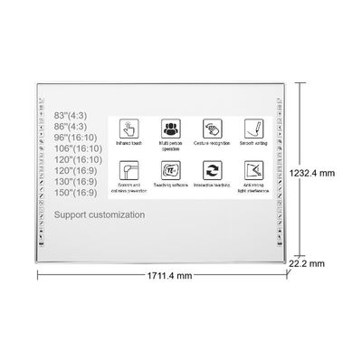 83 Inch Interactive Whiteboard with Optional I3/i5/i7/i9 CPU 10 Point 60 Million Touches 3840*2160 Çözünürlük
