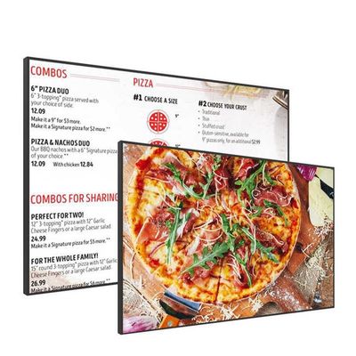 Restoran Elektronik Dijital Tabela 49 inç Asılı Duvar Montajlı Dijital Ekran 3840x2160 çözünürlüğü ile