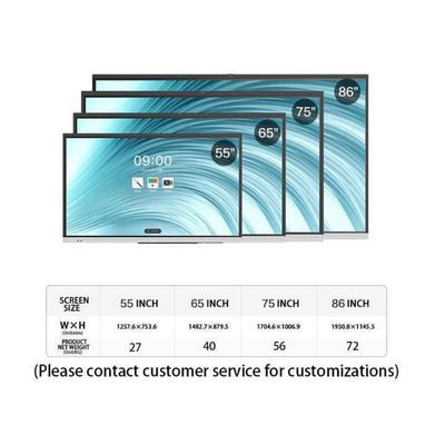 Yüksek Kaliteli Etkileşimli Dokunmatik Ekran Beyaz Tahta Gösterim Taşı 55 Inch Android 13.0 Sistem Sürümü