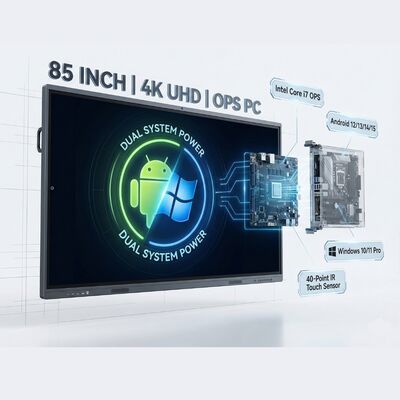 RK3588 Sekiz Çekirdekli İşlemci ve 16GB RAM ile Yüksek Hızlı Çalışma Özellikli 85 İnç Etkileşimli Dokunmatik Ekran Beyaz Tahta